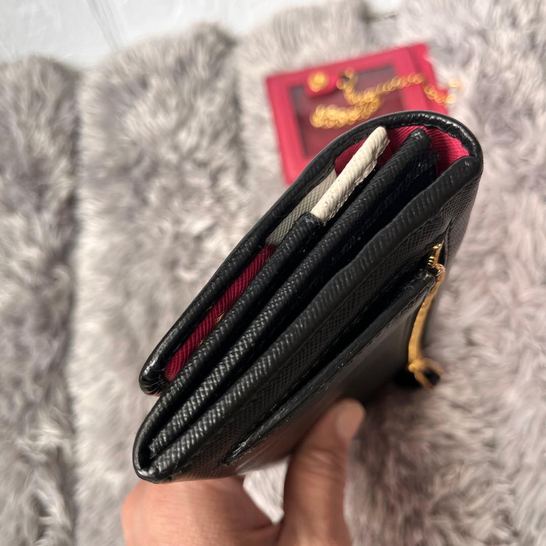 PRADA✨バイカラー　サフィアーノ　長財布　カードケース　ブラック