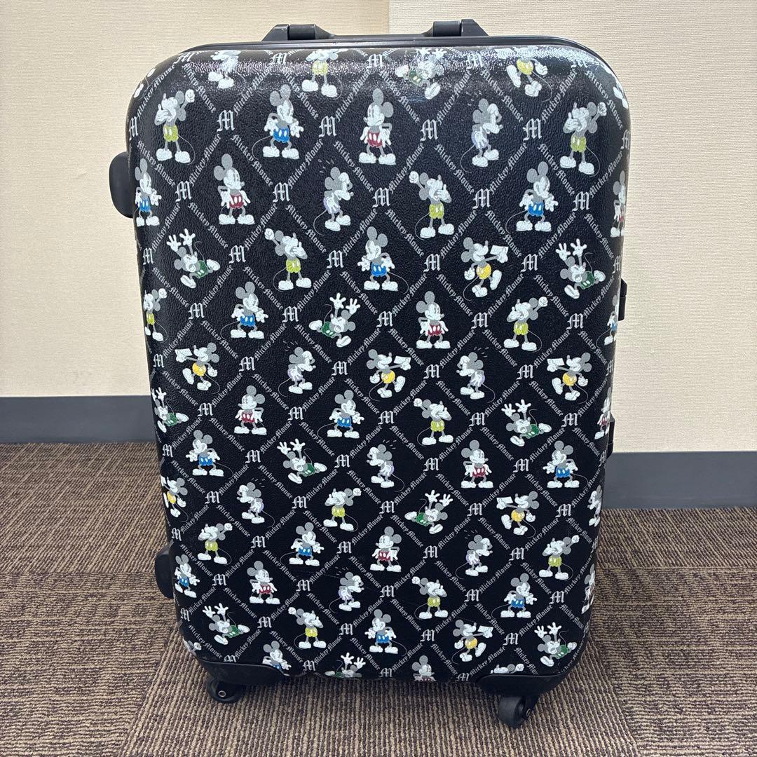 希少 美品 Disney ミッキー キャリーケース 鍵付 ハードケース 鍵付 黒