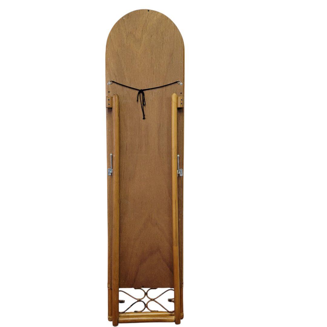 【希少】80s ヴィンテージ BLUASTRA ラタン スタンド ミラー 姿見