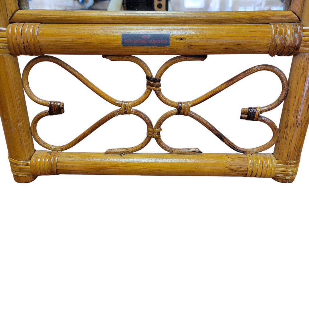 【希少】80s ヴィンテージ BLUASTRA ラタン スタンド ミラー 姿見