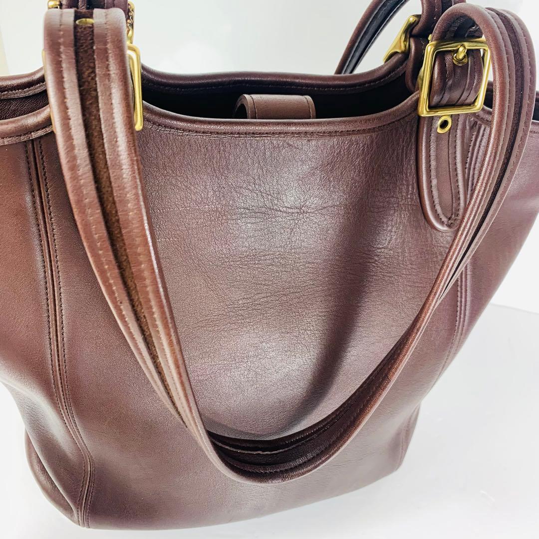 美品 オールドコーチ トートバッグ 9090 ダークブラウン レザー