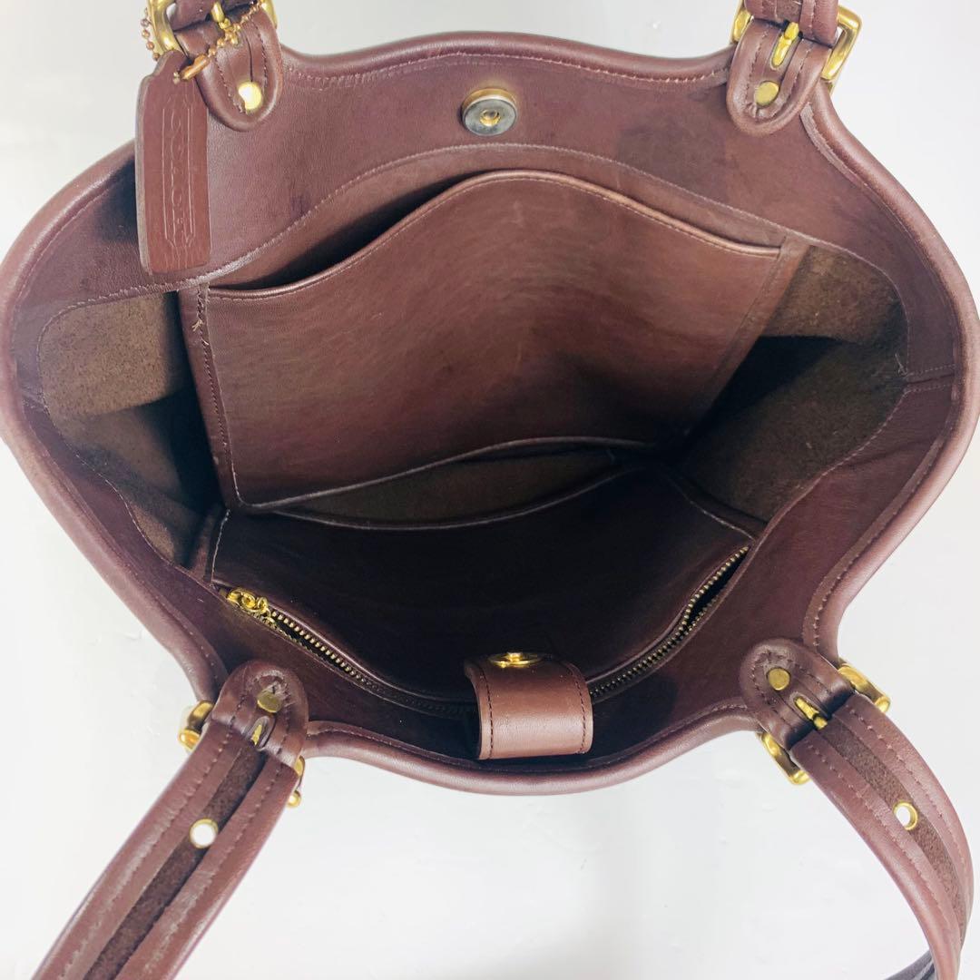 美品 オールドコーチ トートバッグ 9090 ダークブラウン レザー