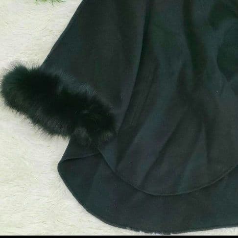 高級 グレースコンチネンタル フォックスファー取り外し可 フード付き ポンチョ