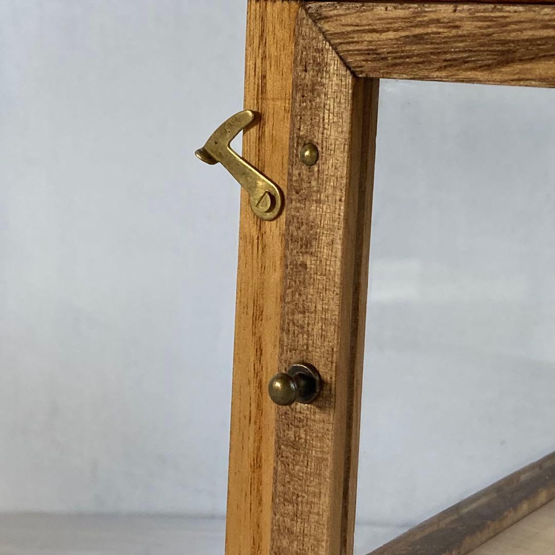 g314 木製ガラスケース 引き出し付き 卓上 ショーケース 小物入れ