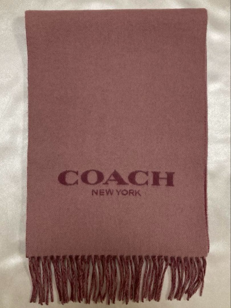 新品未使用　COACH コーチ マフラー ピンク、リバーシブル