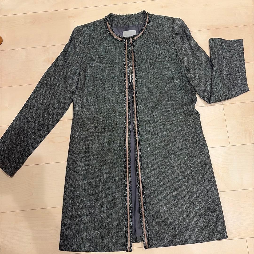 セオリー　グレーノーカラージャケット（ウール混）