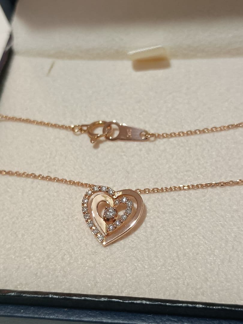 【お取り置き】ヴァンドーム青山 18金 PG ハート型 ダイヤモンド ネックレス