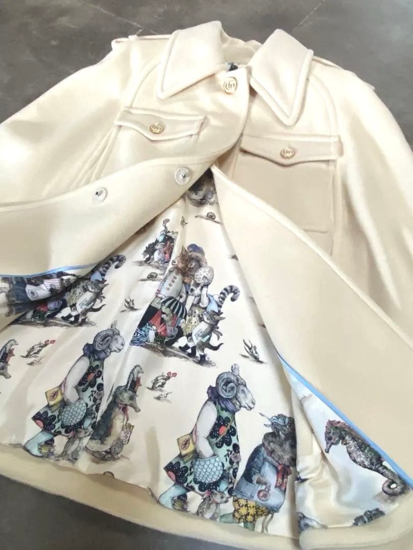 GUCCI グッチ 日本限定 ヒグチユウコ キャットアップリケ コート ポンチョ