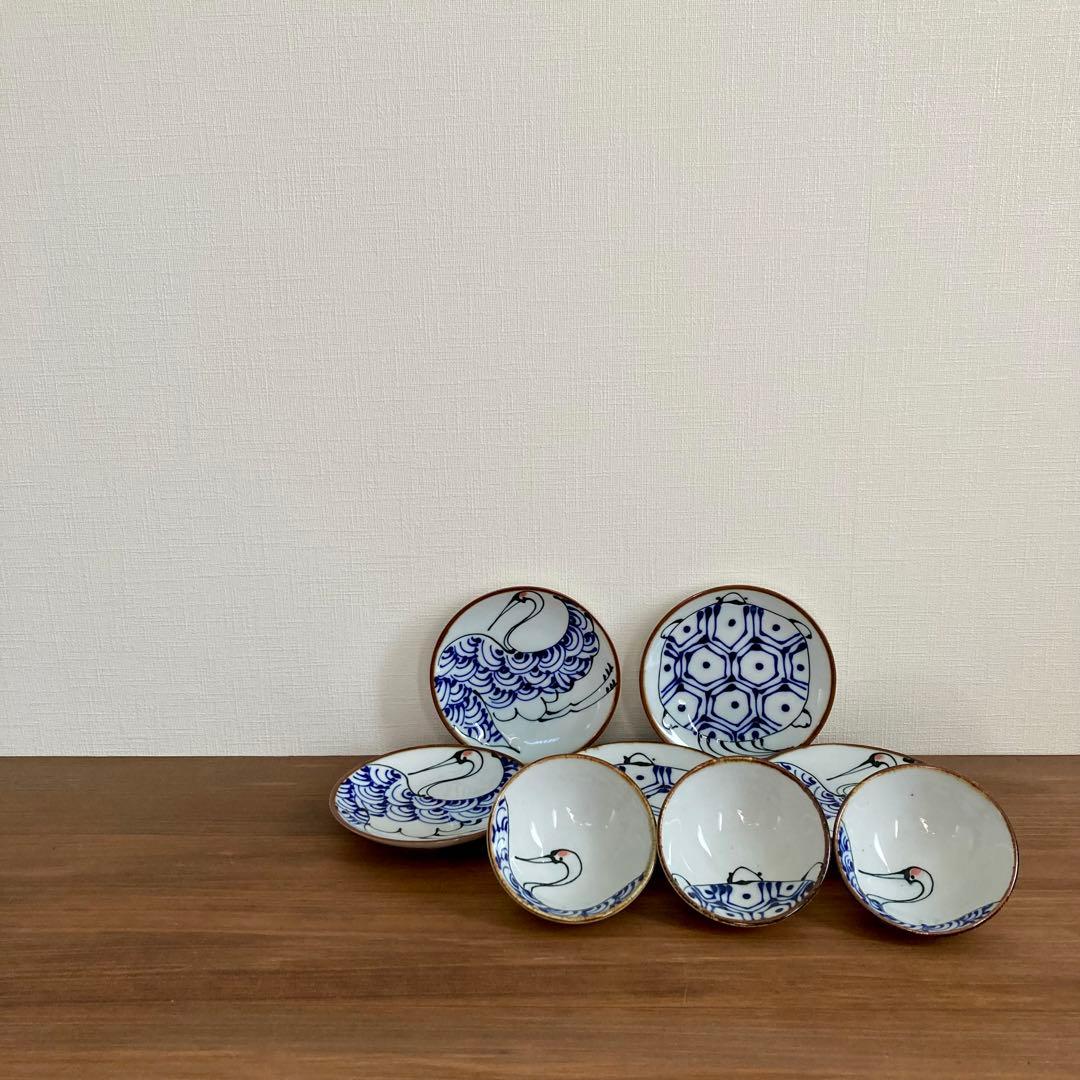 【新品未使用】kotohogi 波佐見焼 小皿 平盃 鶴 亀