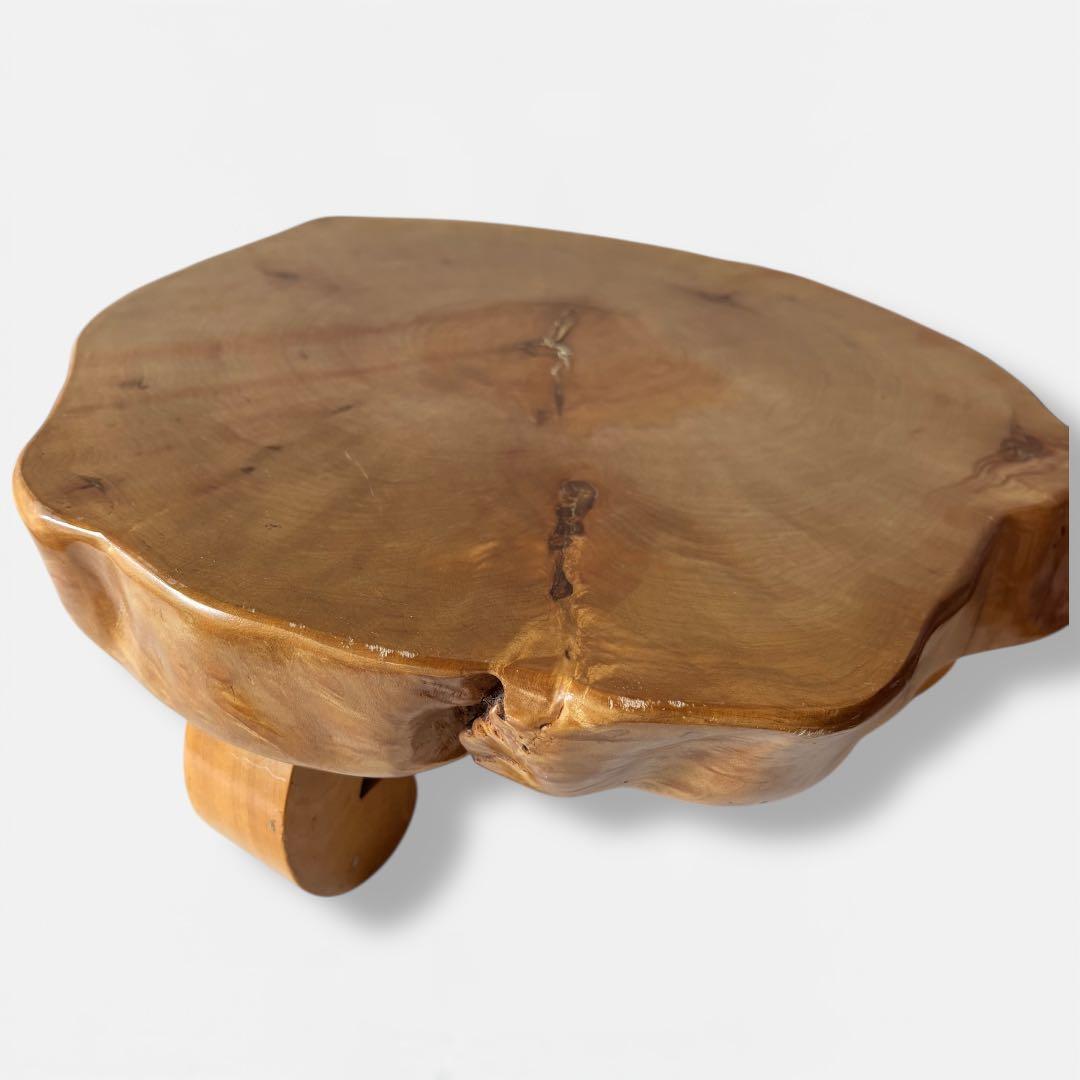 【一点物】無垢一枚板 花台｜丸脚が可愛い低台｜天然木オブジェ台・古道具