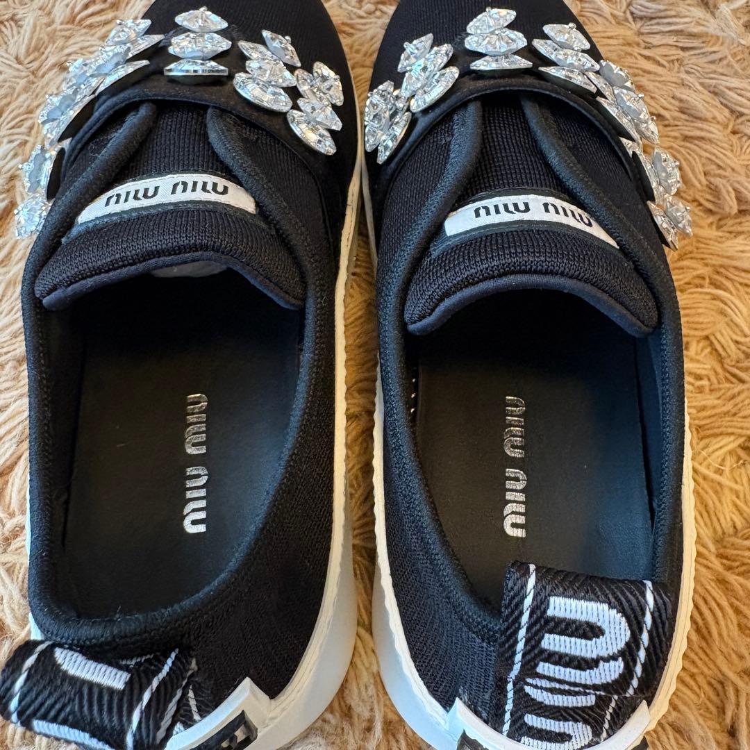 【未使用】MIUMIU ミュウミュウ ロゴ ビジュー スニーカー 38.5