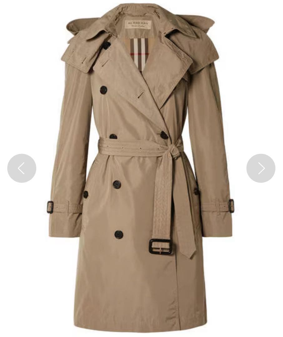 美品 近年モデル バーバリー 軽撥水 フード付 トレンチコート メガチェック40