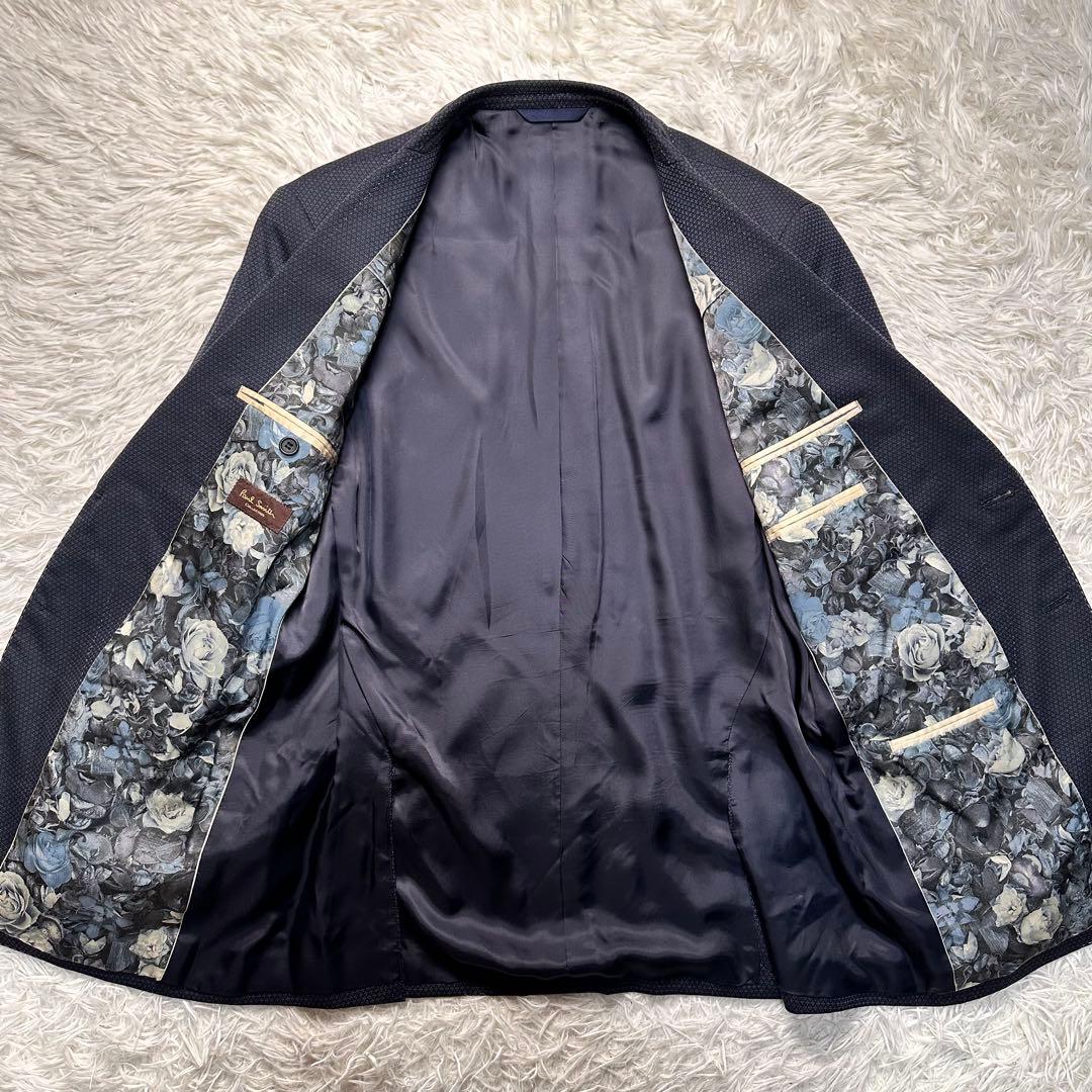 専用希少 極美品 ポールスミス 青薔薇柄 花柄 セットアップ白ステッチ 総裏 L