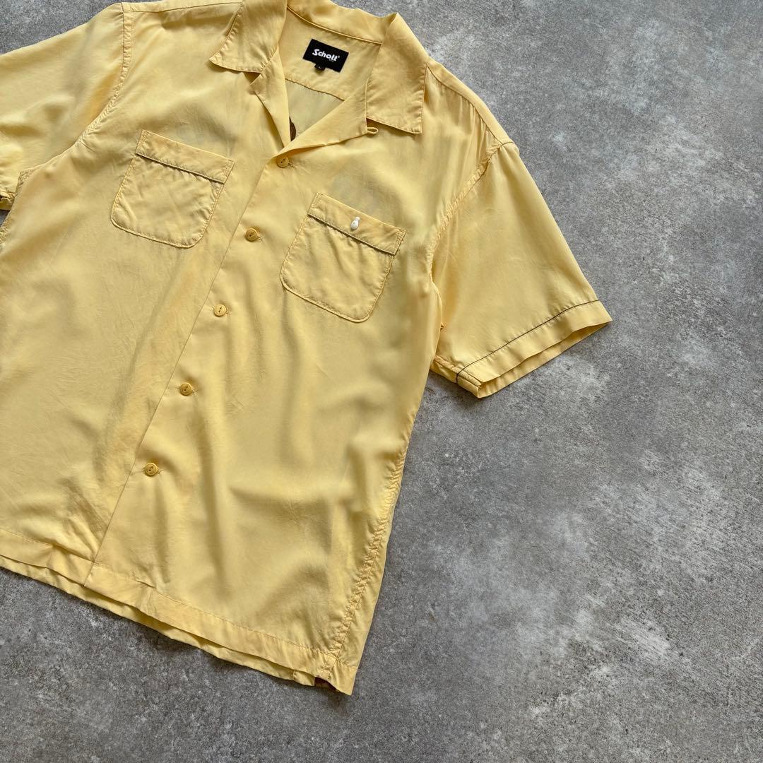 【schott】ショット ボウリングシャツ オープンカラー チェーン刺繍 (L)