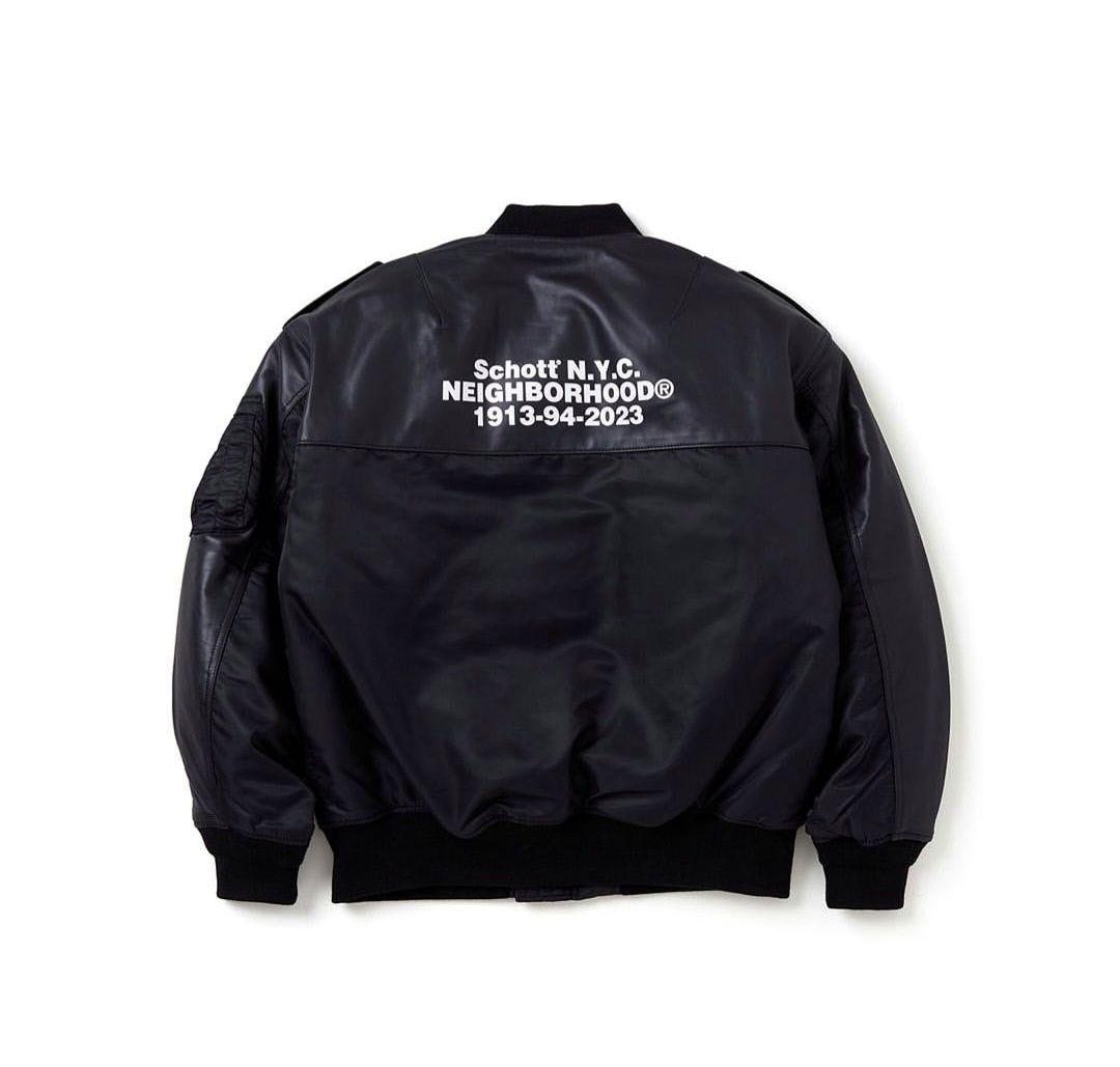 Schott × NEIGHBORHOOD　レザーコンビMA-1ジャケット
