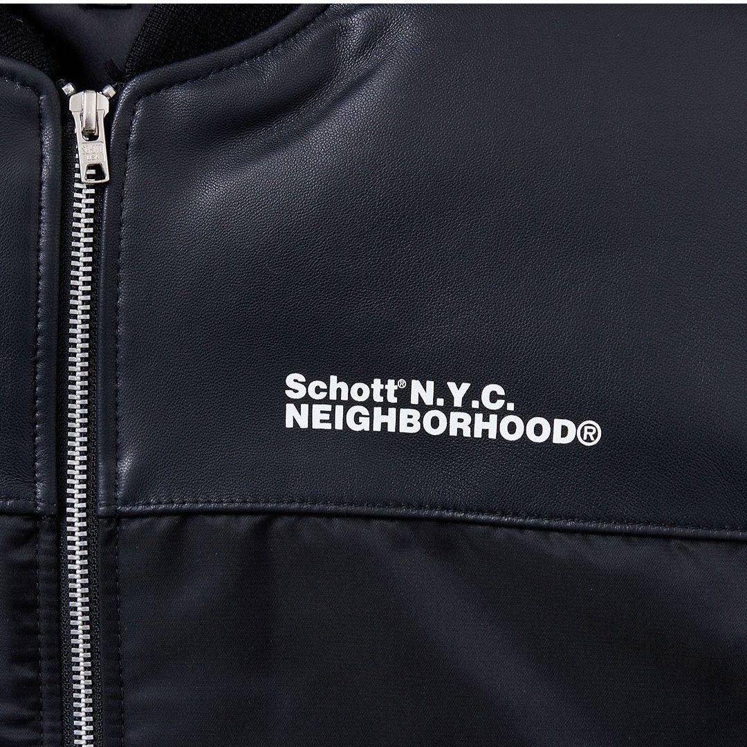Schott × NEIGHBORHOOD　レザーコンビMA-1ジャケット