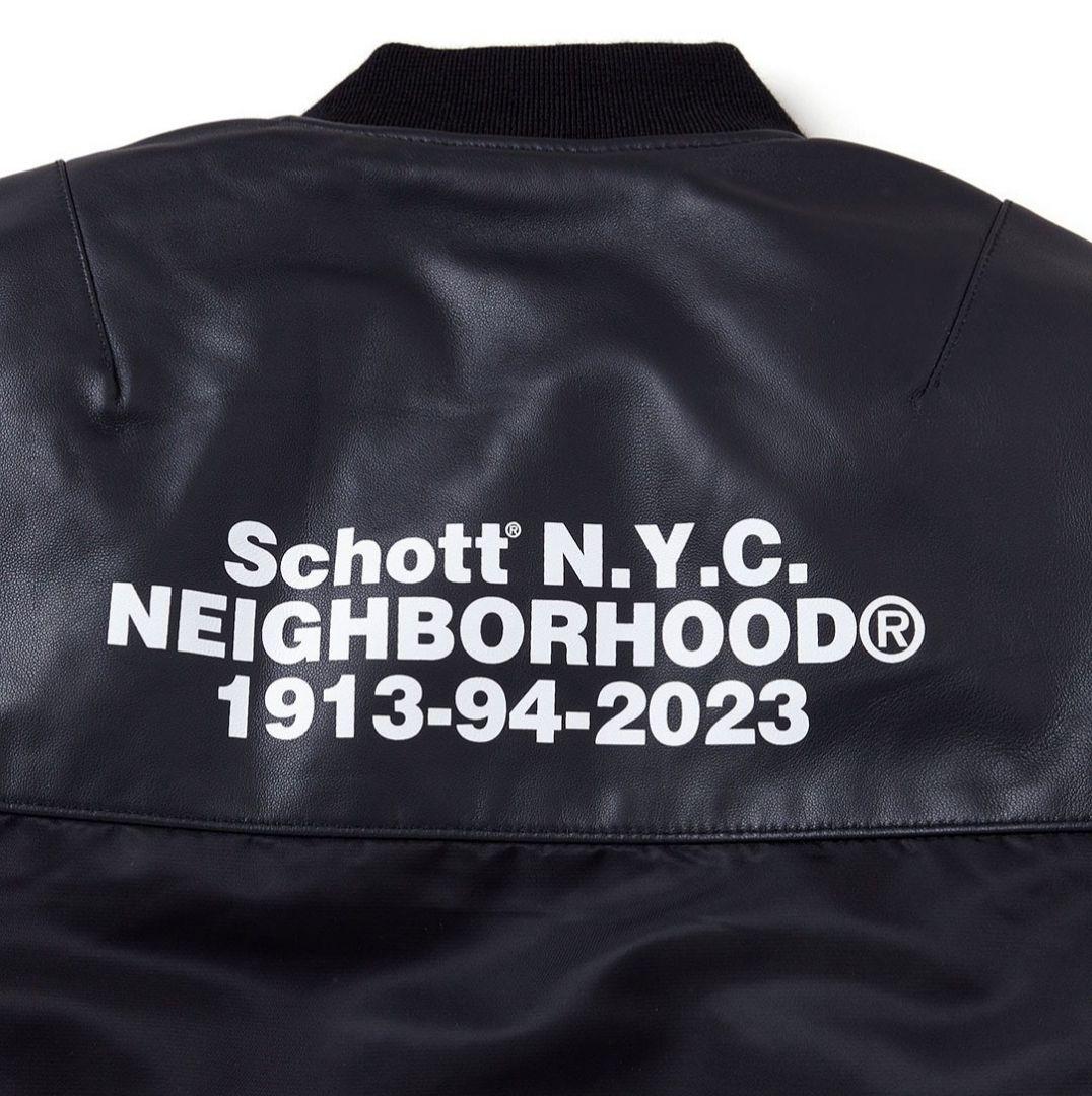 Schott × NEIGHBORHOOD　レザーコンビMA-1ジャケット