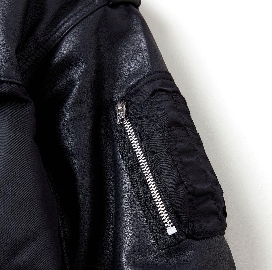 Schott × NEIGHBORHOOD　レザーコンビMA-1ジャケット