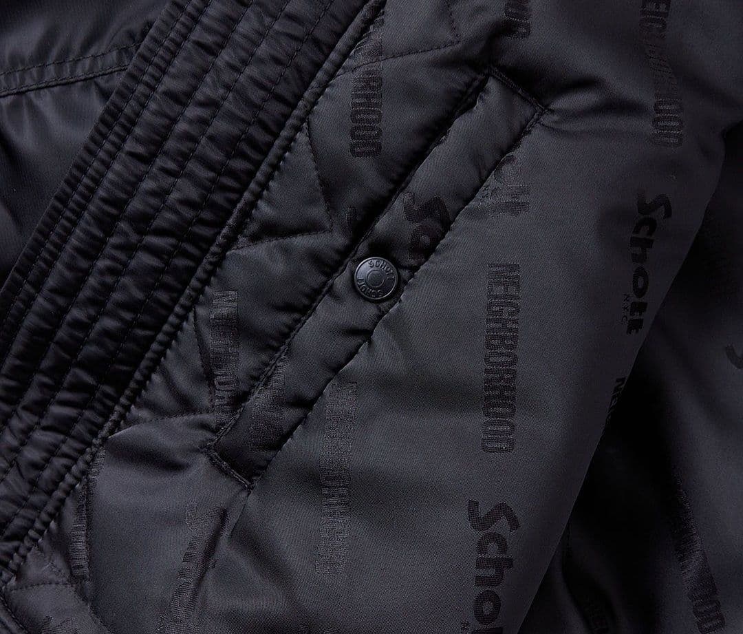 Schott × NEIGHBORHOOD　レザーコンビMA-1ジャケット