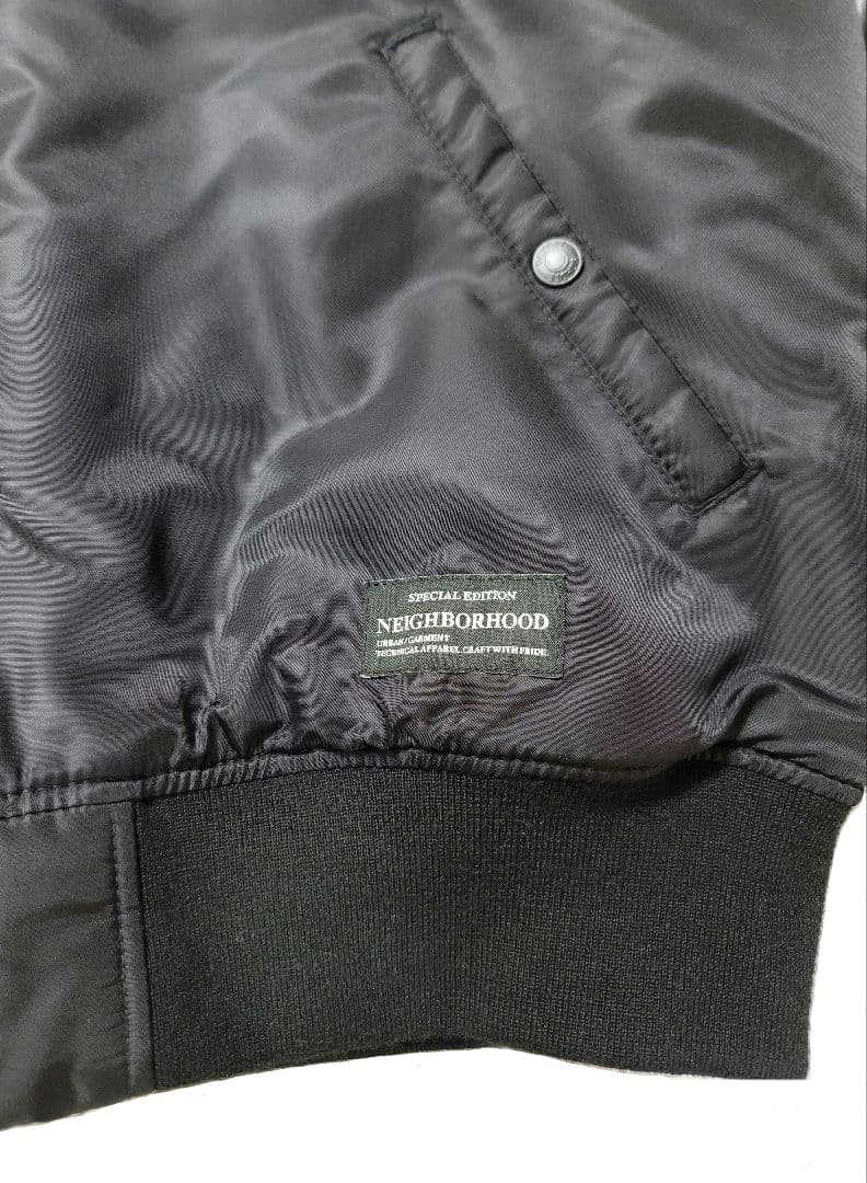 Schott × NEIGHBORHOOD　レザーコンビMA-1ジャケット