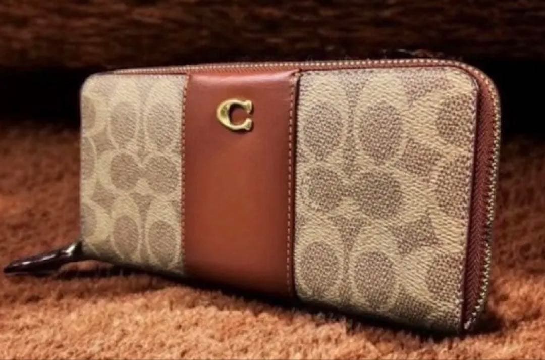 【新品】COACH 長財布 ブラウン/レッド