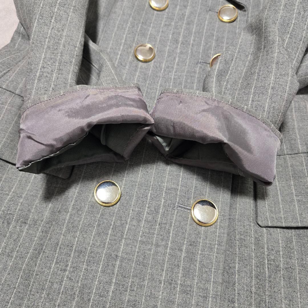 イヴサンローラン ダブル テーラードジャケット グレー ストライプ M