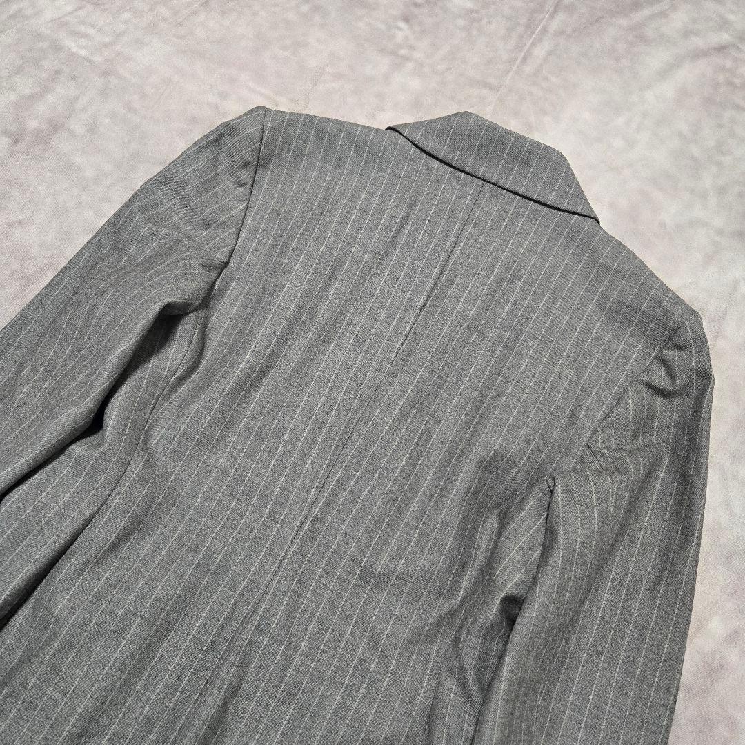 イヴサンローラン ダブル テーラードジャケット グレー ストライプ M