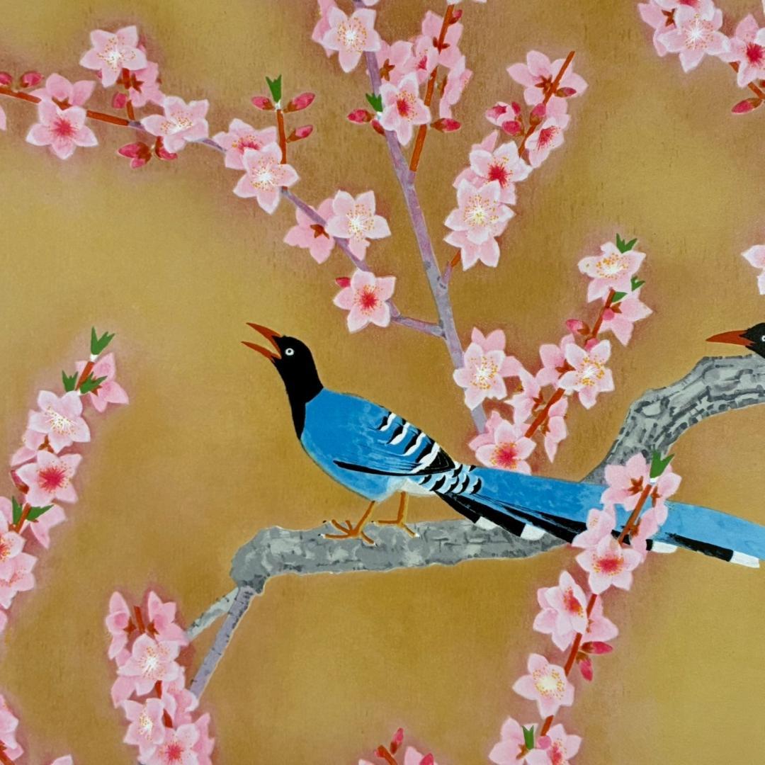 上村松篁「春輝」リトグラフ 直筆サイン・落款入り 証明シール有 上村松園の長男