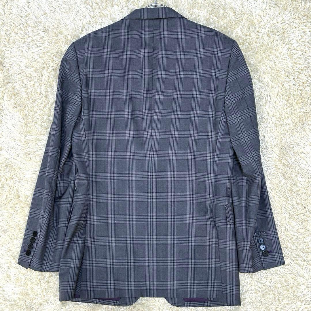 【美品 ウールシルク】バーバリーブラックレーベル　スーツ　チェック柄　グレー