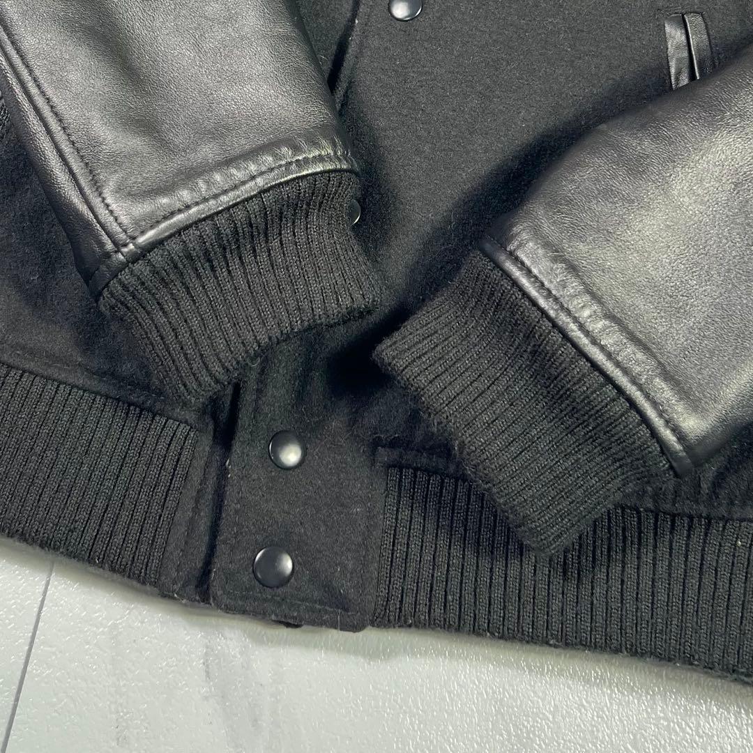 【美品】ナノユニバース スタジャン 袖ラムレザー切り替え キルティング裏地　L