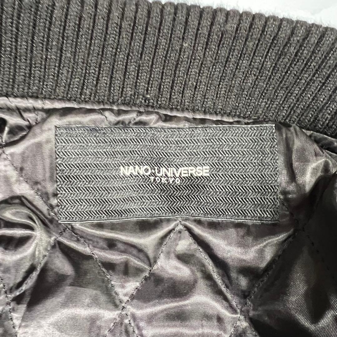 【美品】ナノユニバース スタジャン 袖ラムレザー切り替え キルティング裏地　L