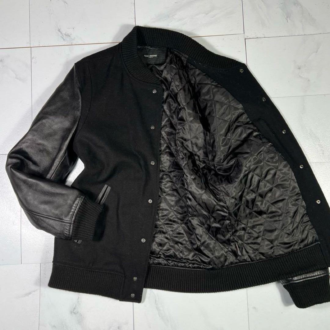 【美品】ナノユニバース スタジャン 袖ラムレザー切り替え キルティング裏地　L