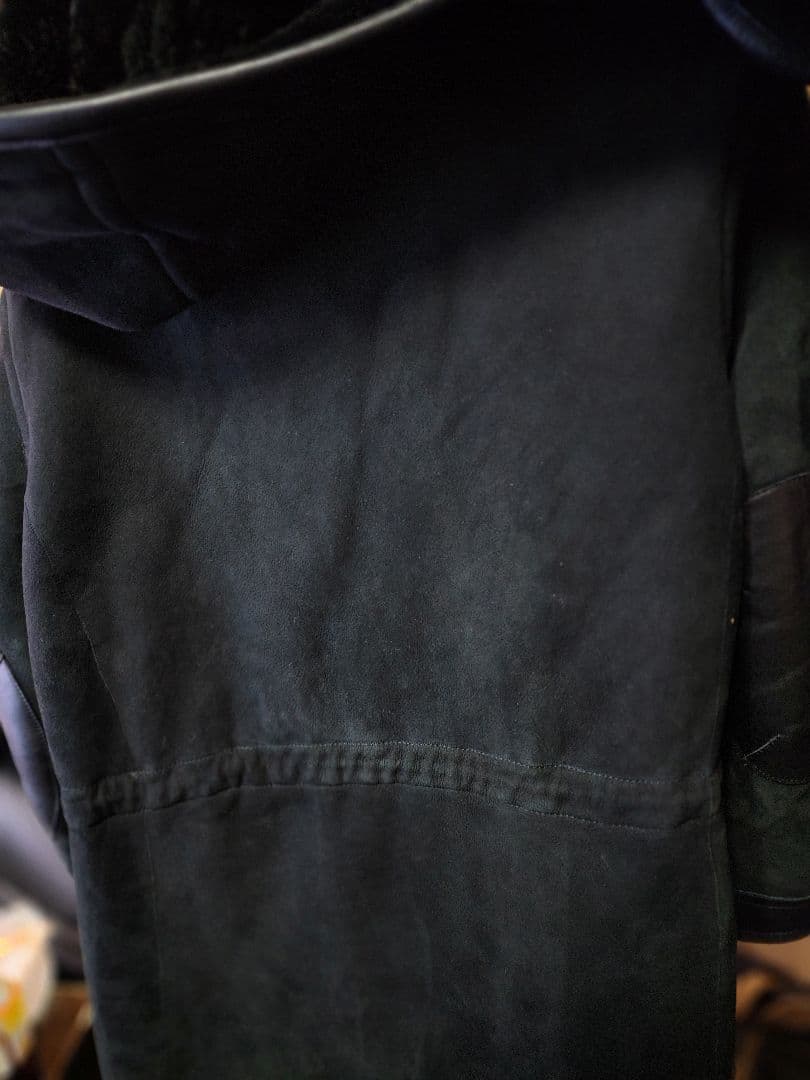 COACH フード付き取り外し可能ブラックスエード ムートンコート