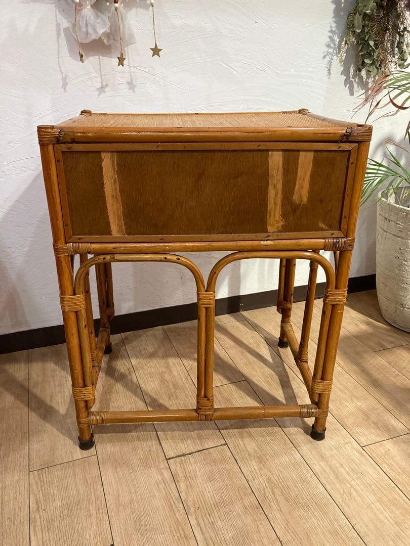 ラタン製　ドレッサー　机　椅子セット　昭和レトロ　ビンテージ