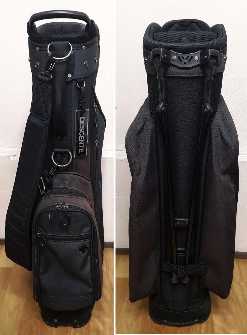 DESCENTEの軽量スタンドキャディバッグ(黒／グレー)