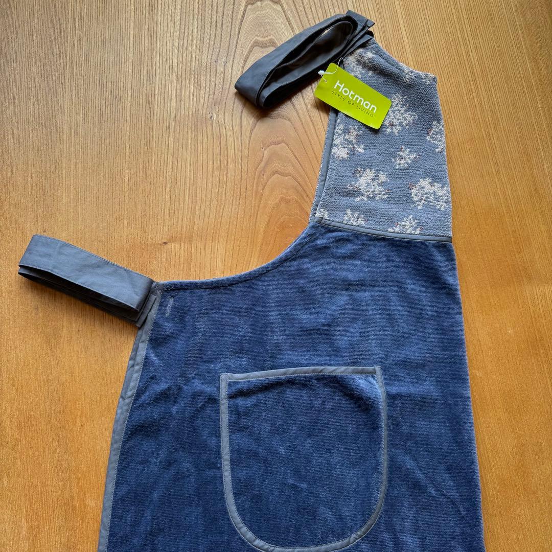 新品未使用】Hotman ホットマンサロンエプロン　 ブルーグレー　シェニール織
