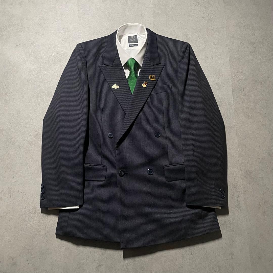 特注【vintage】セットアップ ダブルスーツ カジュアル　ストライプ　黒