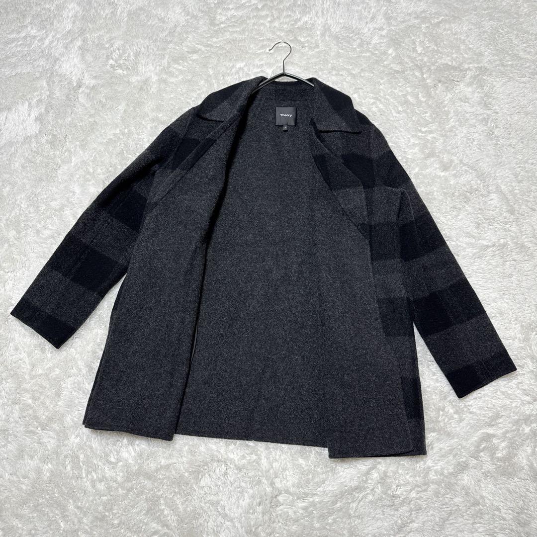 美品 theory セオリー コート チェック OVERLAY S