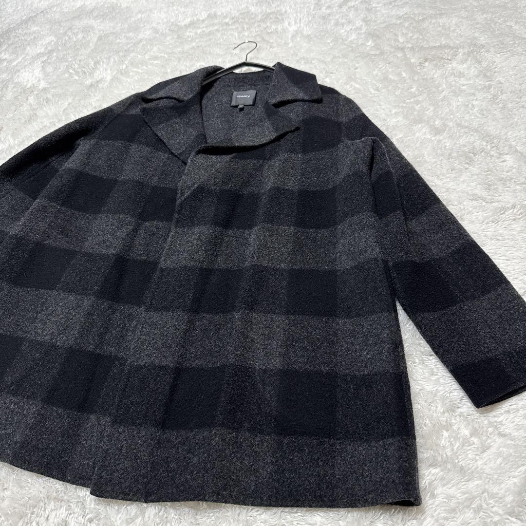 美品 theory セオリー コート チェック OVERLAY S