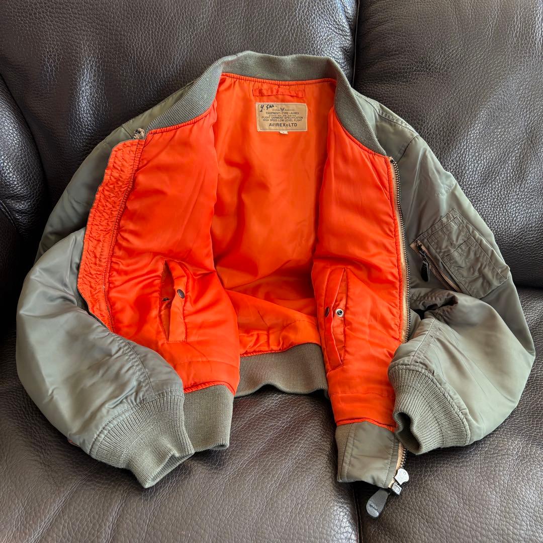 AVIREX MA-1 ジャケット オリーブ カーキ セージ グリーン L XL