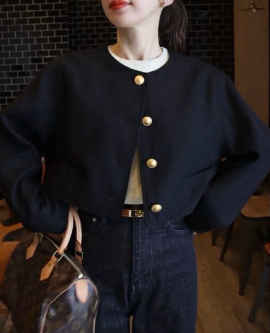 ✴︎新品未使用✴︎epa エパ tweed short jacket (ブラック)