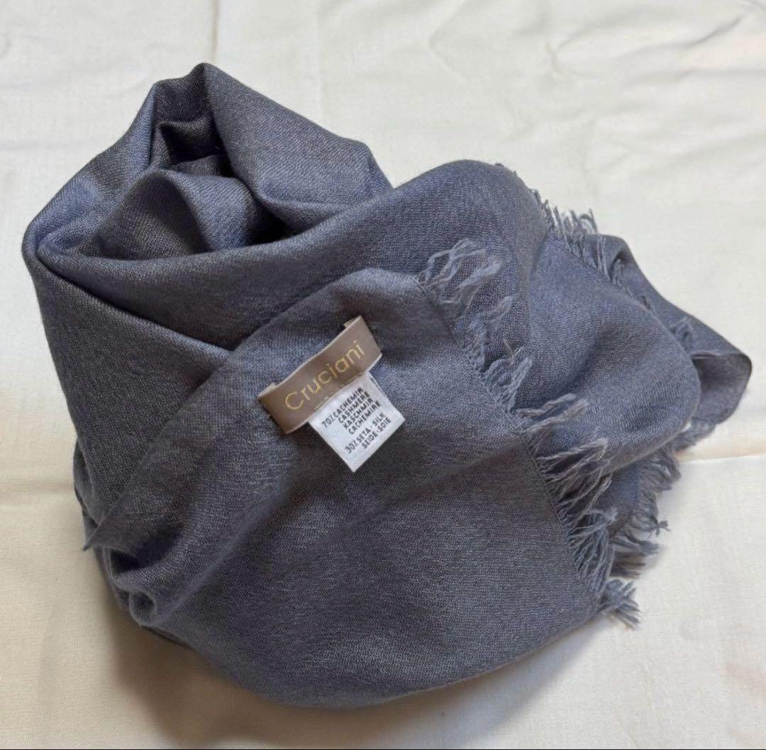 どどっ！ ✨美品✨クルチアーニ　カシミヤ　シルク　ストール　シルバーブルー