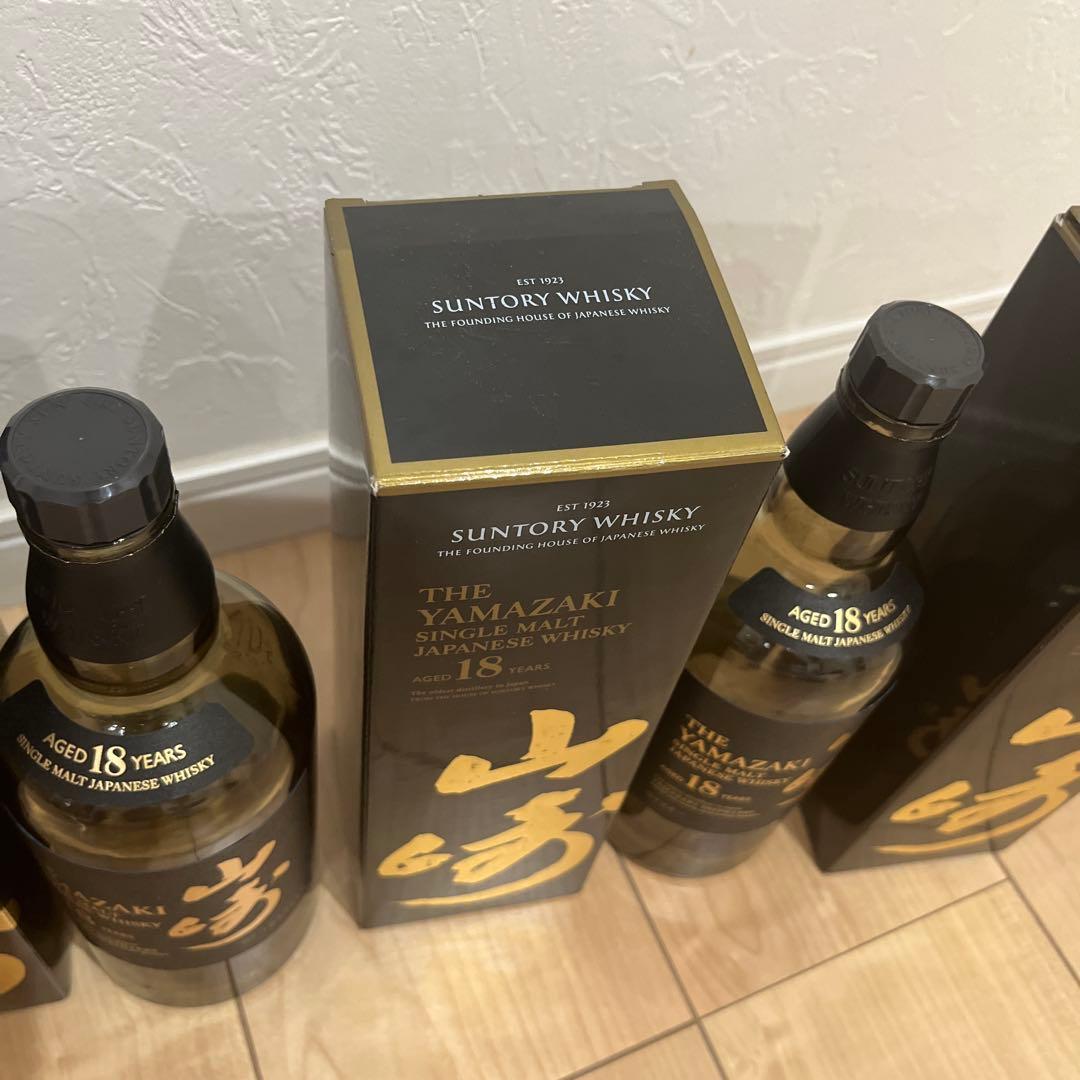 山崎 18年 シングルモルトウイスキー 700ml 空き瓶　箱つき4セット