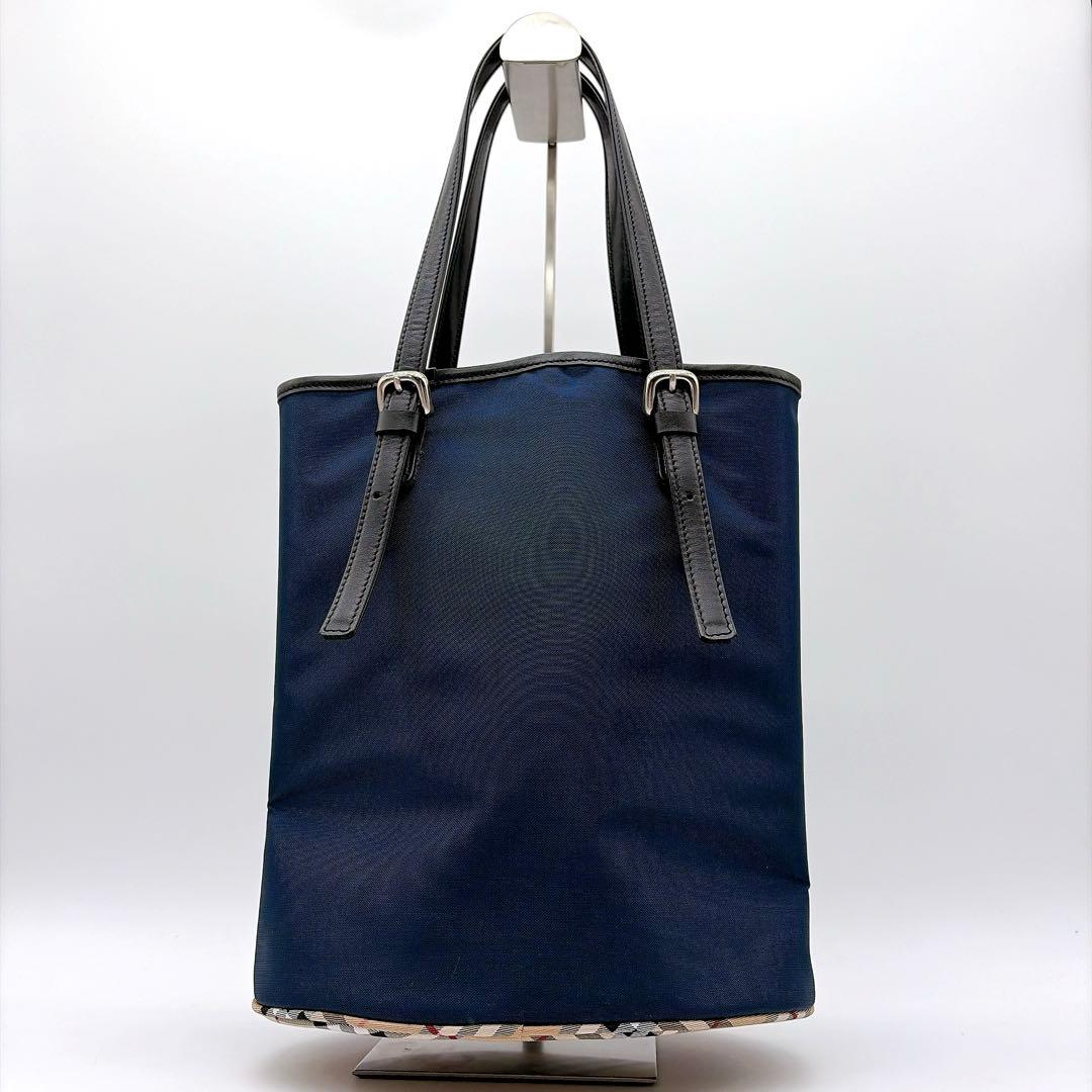 美品✨【バーバリーズブルーレーベル】バケツ型トートバッグ ノバチェック ネイビー