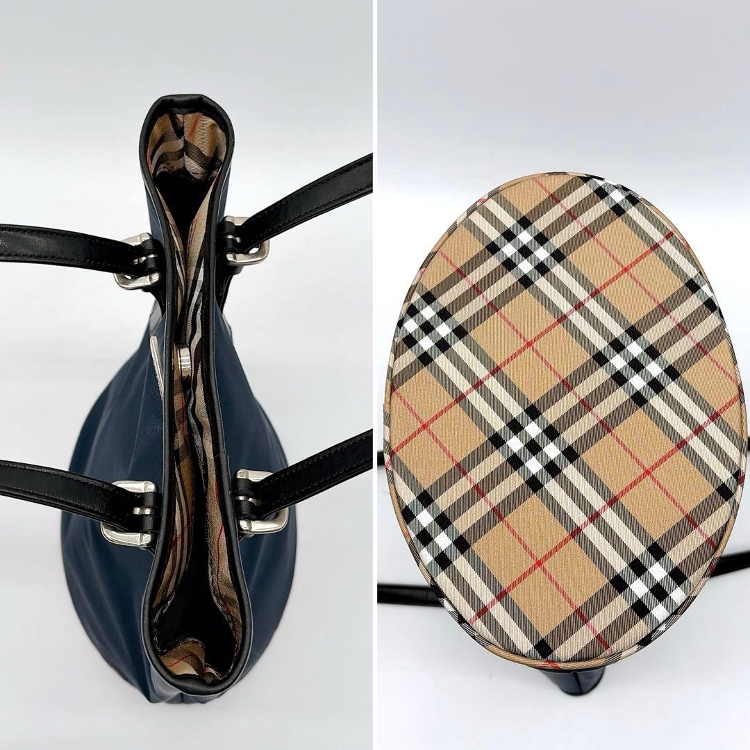 美品✨【バーバリーズブルーレーベル】バケツ型トートバッグ ノバチェック ネイビー