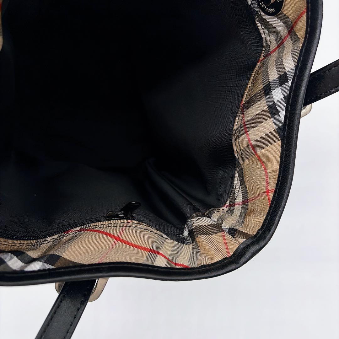 美品✨【バーバリーズブルーレーベル】バケツ型トートバッグ ノバチェック ネイビー