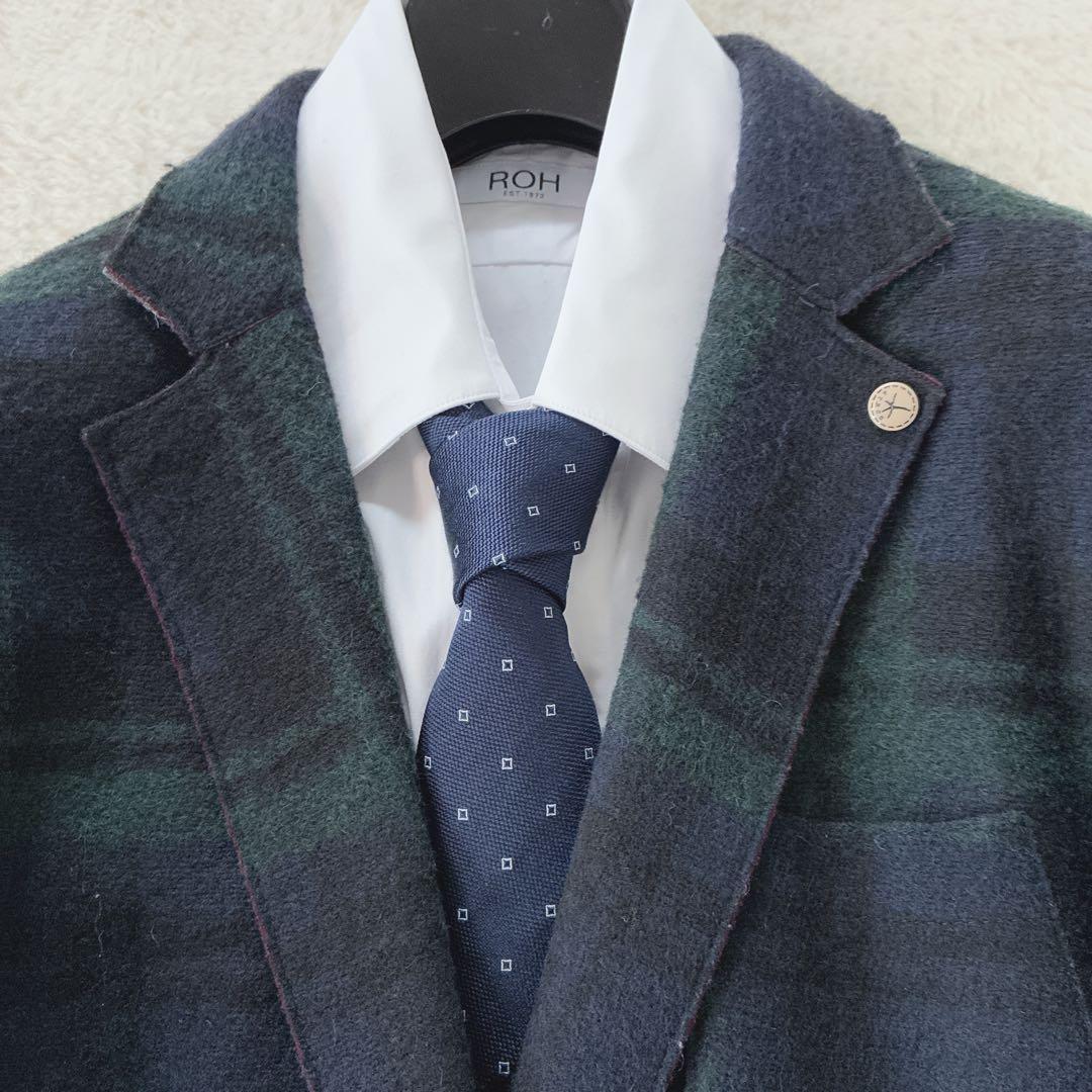 極美品】アティピコ イタリア製 テーラードジャケット 48 L ブラックウォッチ