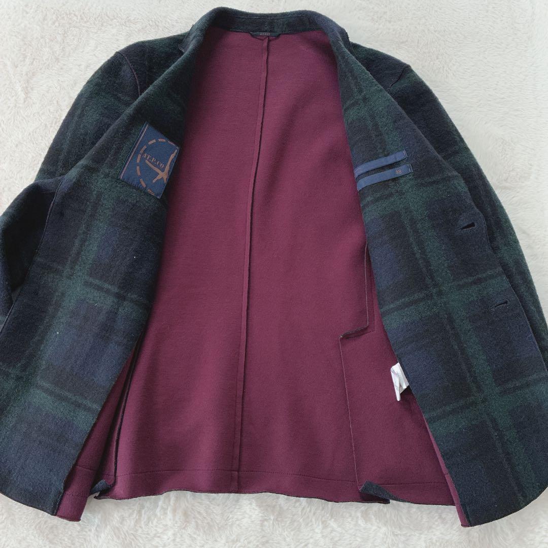 極美品】アティピコ イタリア製 テーラードジャケット 48 L ブラックウォッチ