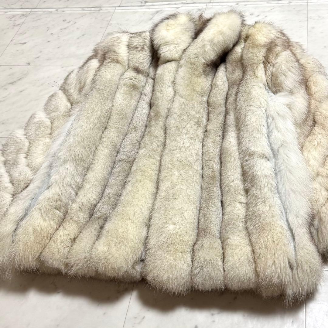 SAGA FOX 毛皮コート フォックスファー 銀サガ アイボリー 13号