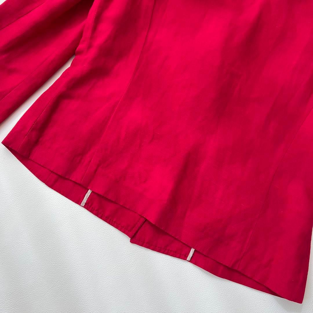 良品　ETRO エトロ　リネンジャケット　麻　レッド テーラードジャケット 44